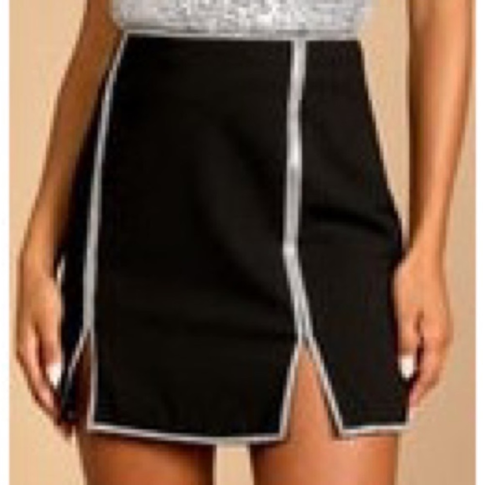 Up the Glam Black Rhinestone Mini skirt